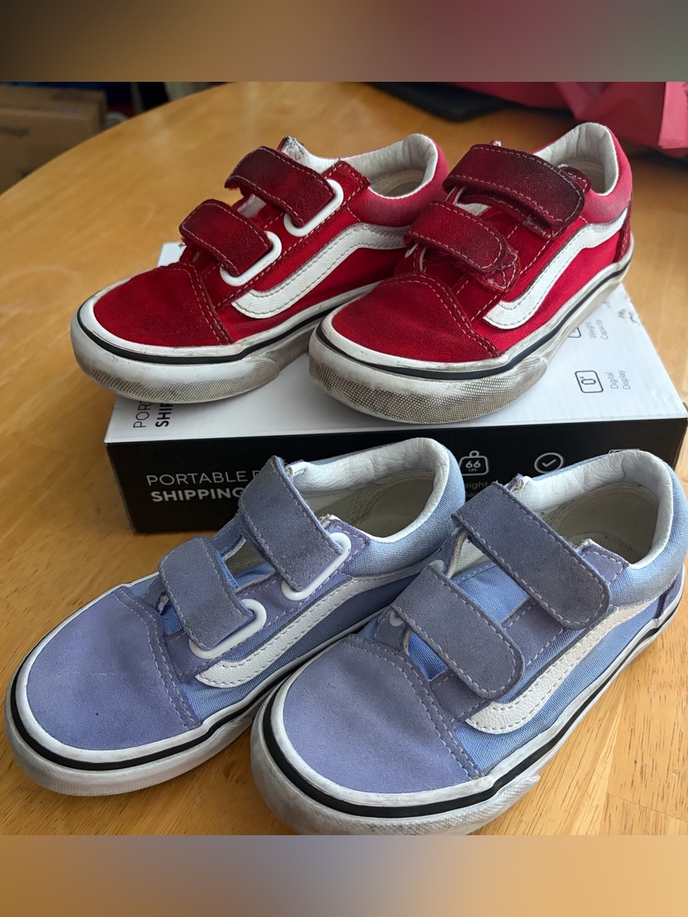 Vans Kids Velcro Sneakers in Red and Lavender Lot of 2 #130